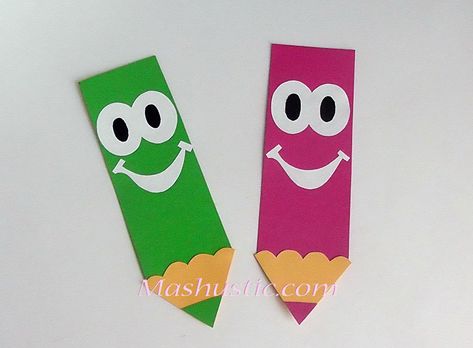 Paper crafts for kids - Fun pencils | Mashustic.com Pencil Crafts For Kids, Paper Pencil Craft, Owl Crafts Preschool, Design For Projects On Paper, Art And Crafts For Kids, Pencil Craft, School Art Activities, Pencil Crafts, Teachers Day Card