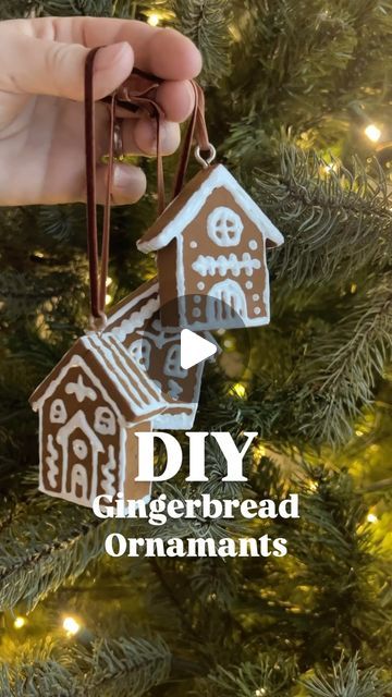 Popsicle Stick Gingerbread House Ornament, Diy Gingerbread House Ornaments, Gingerbread House Ornaments Diy, Gingerbread Man Ornaments Diy, Ginger Bread Ornaments, Gingerbread Christmas Tree Ideas, Diy Gingerbread Decorations, Diy Gingerbread Ornaments, Gingerbread Ornaments Diy