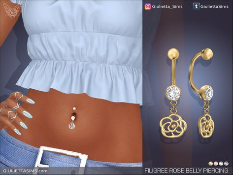 The Sims Resource - Filigree Rose Belly Piercing (for custom skin tones) The Sims Resource Belly Piercing, Sims Cc Belly Button Piercing, Sims 4cc Piercings, Sims4 Belly Piercing Cc, Sims 4 Belly Ring Cc, Sims 4 Belly Ring, Sims 4 Cc Belly Piercing Patreon, Sims Nose Piercing, Sims 4 Cc Belly Button Piercing