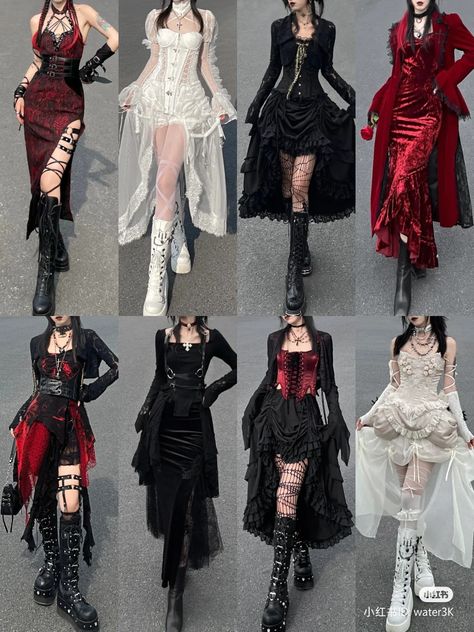 Gothiccore Outfit, Monster High Fashion Outfits, Casual Victorian Outfits, Demoncore Outfits, Demon Outfit Ideas, Group Character Poses, Pirate Inspired Outfits, Vampire Outfit Ideas, Vampire Inspired Outfits