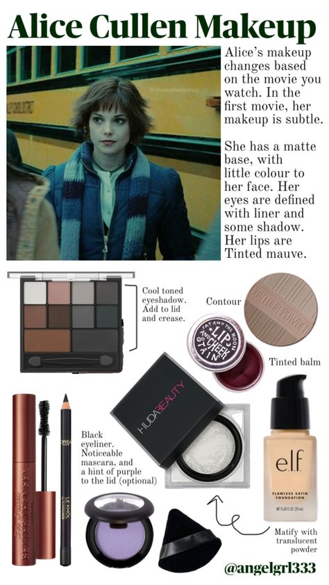 Alice Cullen Makeup Guide (pls give credit if reposted) 🌲🖤 Alice Cullen Makeup, Alice Cullen Aesthetic, Cullen Aesthetic, Twilight Makeup, Makeup Vampire, Twilight Outfits, Makeup Prep, Twilight Aesthetic, Forks Washington