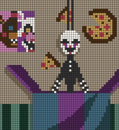 Fnaf Grid Art, Fnaf Pixel Art Grid Easy, Fnaf Cross Stitch, Fnaf Pattern, Fnaf Alpha Pattern, Fnaf Kandi Pattern, Fnaf Perler Beads Pattern, Fnaf Pixel Art Grid, Crochet Fnaf