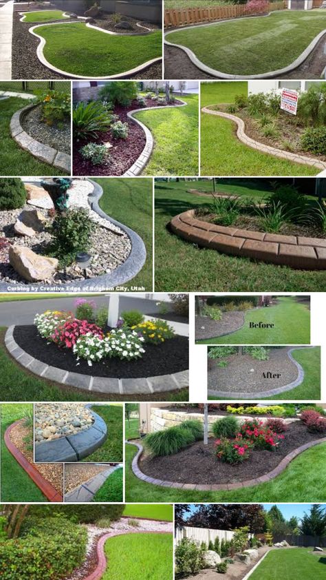 Landscape curbing Downspout Landscaping, Landscape Curbing, Front Garden Landscape, Flower Garden Design, Landscaping With Large Rocks, Front Yard Landscaping Simple, Rock Garden Landscaping, Front House Landscaping, Have Inspiration