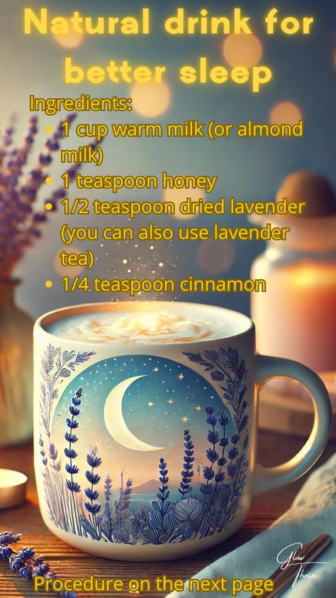 Do you suffer from insomnia? Try this simple and healthy night drink that contains natural ingredients to promote better sleep. This warm drink recipe is perfect for relaxing before bed. Learn more about natural sleep enhancers and make a healthy smoothie that will help you fall asleep faster and improve the quality of your sleep. 
#Sleep Drink
#Hot Drinks Recipes
#Natural Sleep Remedies
#Sleep Remedies
#Healthy Drinks Recipes
#Natural Sleep
#Healthy Smoothie
#Health Drink How To Help Insomnia, Warm Drinks Recipes, Natural Remedies For Sleep, Night Drink, Insomnia Help, Sleep Drink, Hot Drinks Recipes, Sleep Insomnia, Lavender Tea