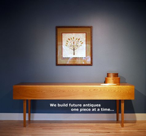 Shaker table. I love the color of the wall.  If I ever repaint my great room, this is the color. Dinningroom Table, Dynamic Furniture, Shaker Dining Room, Wall Tables, Harvest Dining Table, Shaker Village, Mission Style Furniture, Shaker Design, Shaker Table