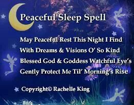 Peaceful Sleep Spell, great simple sleep blessing. Spell For Peace, Sleep Spells, Sleep Blessing, Sleep Prayer, Sleep Spell, Witchy Spells, Witch Spells, Spells For Beginners, Sunday Blessings