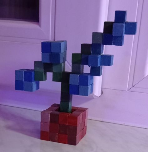 Minecraft Flower In Pot, Minecraft Flower Pot Diy, Minecraft Flower Blocks, Minecraft Block Art Flower, How To Make Minecraft Flowers, Minecraft Flower Decor, Minecraft Flower Craft, Minecraft Flowers Wooden Blocks, Flor Minecraft