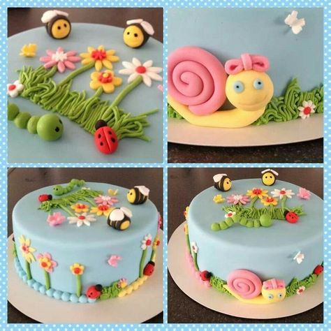 Spring Fondant Cakes, Spring Theme Cake, Ladybug Cakes, Bug Cake, Birthday Cake Pictures, Bee Cakes, Spring Cake, Torte Cake, Cake Decorating Frosting