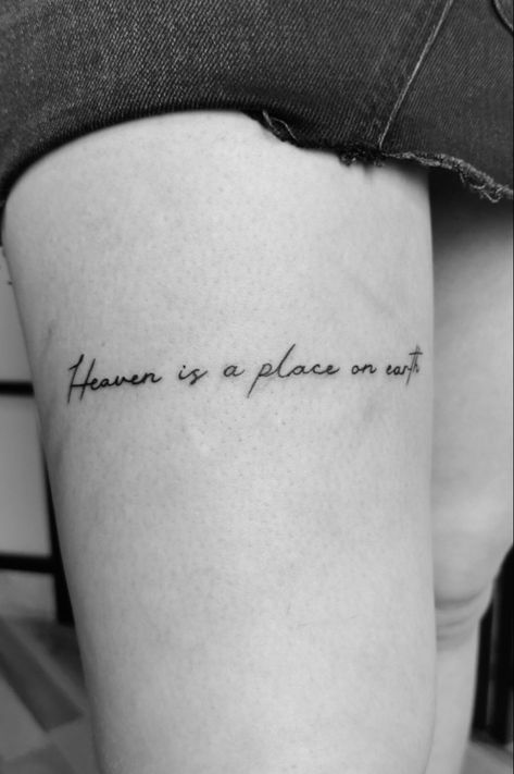 #belindacarlisle #heavenisaplaceonearth #smalltattoo #tattoo Heaven Is A Place On Earth Tattoo, Heaven On Earth Tattoo, Earth Tattoo, Heaven Tattoos, Belinda Carlisle, Spine Tattoos For Women, Tattoos For Girls, Spine Tattoos, Stop Thinking