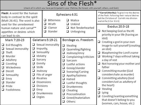 Spirituality Checklist Christian Checklist, List Of Sins, Biblical Timeline, Physical Science High School, Prophets Of The Bible, Science High School, Prayer Journal Prompts, Bible Charts, Soap Bible Study