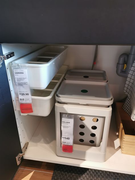 Pull out container variera rm 30, pull out rubbish bin hallbar at rm 140 Ikea Hallbar Bin Hack, Rubbish Bin Ideas Kitchens, Ikea Bins, Bin Kitchen, Ikea Products, Freezer Organization, Rubbish Bin, Backyard Pool Landscaping, Home Organisation