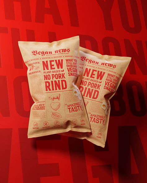 Vegan News! Plan-Based No Pork Rind Chips - World Brand Design Society Loud Design, Pouch Packaging Design, Chip Packaging, Pork Rind, Packaging Design Ideas, Snack Brands, Best Chips, Humans And Animals, Fruit Packaging