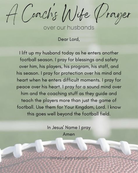 Athletes Prayer, Football Coach Wife, Daily Encouragement Quotes, Prayer For Wife, Coaches Wife, Footballers Wives, Pray For Peace, Wife Quotes, Daily Encouragement