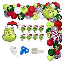 Grinch Themed Birthday Party, Grinch Baby Shower Ideas, Friendsmas Ideas, Grinch Garland, Christmas Birthday Decorations, Hr Coordinator, Snowflake Balloons, Preschool Christmas Party, Christmas Balloon Garland