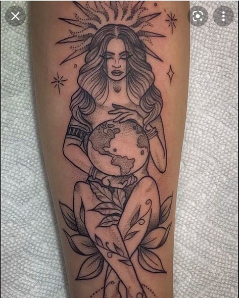 Forearm Portrait Tattoo Women, Goddess Of Earth Tattoo, Plant Goddess Tattoo, Virgo Goddess Tattoos For Women, Virgo Earth Tattoo, Earth Tattoos For Women, Spiritual Tattoos For Women Goddesses Divine Feminine Tattoo, Gaia Tattoo Mother Earth, Earth Goddess Tattoo Divine Feminine