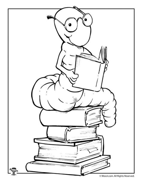 Reading Bookworm Coloring Page Hidden Picture Games, Games Preschool, Elementary Library, Library Activities, Printable Adult Coloring Pages, Summer Books, Grade 8, Library Ideas, Christmas Coloring Pages