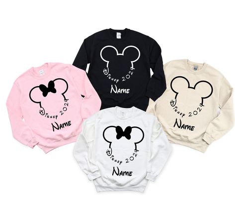 Disney Family Vacation Sweatshirt With Custom Name, Personalized 2024 Matching Disney Shirt, Disneyland Couple Sweater, Disney World Tees Disney Family Sweaters, Disneyland Couple, Family Sweaters, Personalized Sweatshirts, Family Sweater, Couples Sweaters, Disney Family Vacation, Disneyland Trip, Disney Shirt