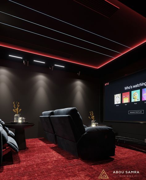 HOME CINEMA на Behance Mini Cinema Room, Modern Theater Room, Futuristic Bedroom Ideas, Atraction Law, Home Theatre Design, Sala Cinema, Deco Cinema, Basement Movie Room, Futuristic Bedroom