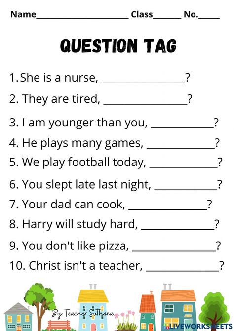 Tag Questions Grammar, Tag Questions Worksheets, Question Tags Worksheet, Question Tag, 5th Grade Activities, Division Worksheets, English Phonics, English Grammar Worksheets, English Worksheets For Kids