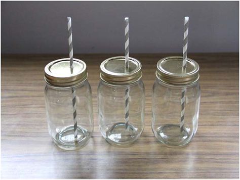 Bridal Cups, Upcycled Jars, Jar Cups, Mason Jar With Straw, Diy Mason Jar Crafts, Easter Craft Projects, Mason Jar Cups, Diy Jar, Diy Mason Jar