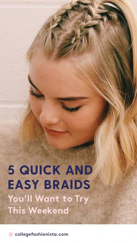 Quick and easy braided hairstyles anyone can do. #braidsforlonghair How To Do A Top Braid, Super Easy Braided Hairstyles, Easy Braid Styles For Short Hair, Top Braids Hairstyles, Quick And Easy Braided Hairstyles, Easy Braids For Kids, Homecoming Updos, Best Braided Hairstyles, Easy Braided Hairstyles