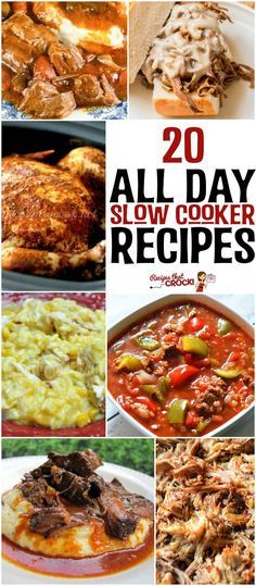 20 ALL DAY Slow Cooker Recipes All Day Slow Cooker Recipes, Crock Pot Food, Crock Pot Freezer, Cooked Meal, Crock Pot Recipes, Recetas Keto, Crockpot Dishes, Smoker Recipes, Recipes Crockpot