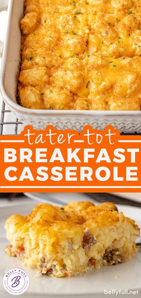 Tater Tot Sausage Breakfast Casserole, Breakfast Tater Tot Casserole, Tator Tot Breakfast, Tot Breakfast Casserole, Easy Tater Tots, Sausage Breakfast Casserole, Tater Tot Breakfast Casserole, Tater Tot Casserole Recipes, Breakfast Casserole Recipe