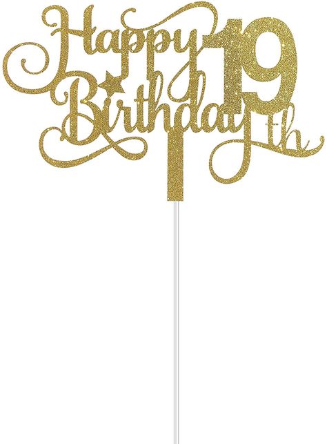 Happy 19th Birthday Cake Topper, Happy 55th Birthday, Happy 19th Birthday, 55th Birthday, 19th Birthday, Birthday Cake Toppers, Birthday Party Decorations, Cake Toppers, Gold Necklace