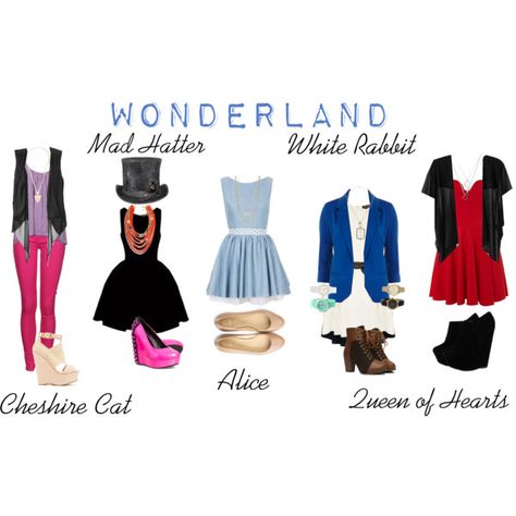 "Wonderland" by clumsykathryn on Polyvore  Alice in Wonderland Disneybound Cheshire Cat Mad Hatter Alice White Rabbit Queen of Hearts Rabbit Disneybound, Alice In Wonderland Disneybound, Cat Mad, Alice In Wonderland Outfit, Wonderland Clothes, Alice In Wonderland Characters, Alice In Wonderland Disney, Disney Princess Outfits, Wonderland Birthday