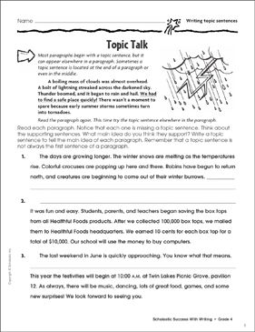 Topic Talk (Writing Topic Sentences)  by Scholastic Writing Topic Sentences, Accelerated Reader, Topic Sentences, Writing Topics, Homeschool Tips, Paragraph Writing, Persuasive Writing, Eighth Grade, Homeschool Activities