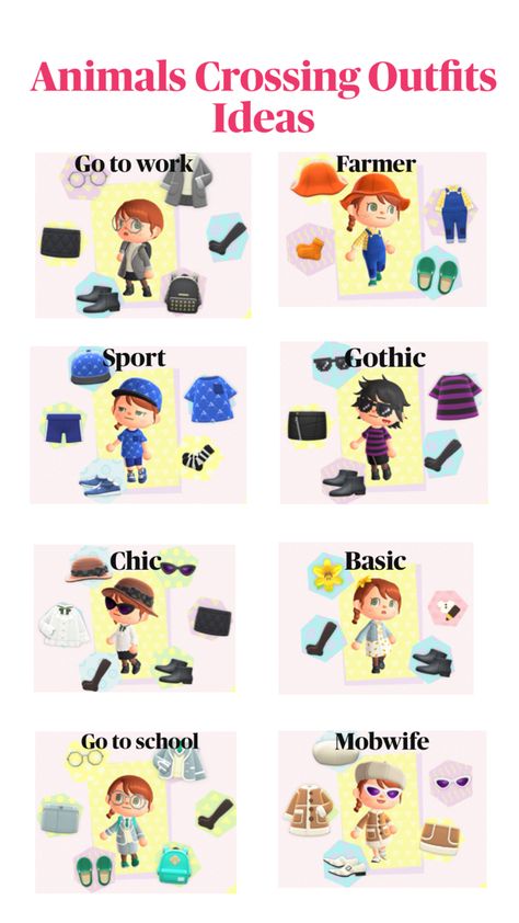 Some outfits for your Animals Crossing’character ! Animal Crossing Outfits, Animals Crossing, Animal Crossing Characters, Sport Chic, Outfits Ideas, Going To Work, Animal Crossing, Cute Animals, Animals