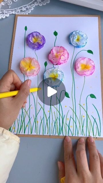 paper crafts creator on Instagram: "Spring is here, use paper towels to make beautiful spring-themed three-dimensional paintings with your children! #parentchildhandmade #handmadediy #handmade #kindergarten #handmade 5-Minute Crafts Craft Home  paper craft  ideas" Spring Flower Art, Diy Kids Room Decor, Paper Towel Crafts, Kids Basement, Montessori Toddler Activities, Sewing Room Design, Small Basement, Kids Rooms Diy, Paper Craft Ideas