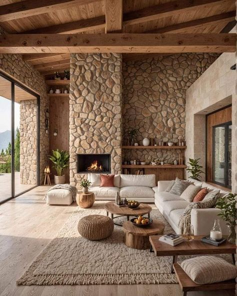 Oasis Home, Wabi Sabi Interior, Curated Home, Home Space, Mediterranean Home, Small Bathroom Ideas, Deck Ideas, Decor Home Living Room, Stone House