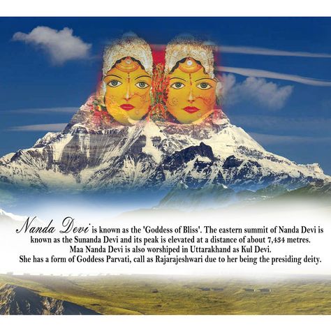 Nanda Devi is the Goddess of Bliss and resides in Uttarakand. The region around Nanda Devi is intensely sacred, visited by tens of thousands annually to honor the goddess and her many temples and shrines. She is the patron goddess of the Uttarakand Himalaya. #nandadevi #uttarakhand #himalayas #uttarakhandheaven #uttarakhandtourism #mountains #india #almora #nature #uttrakhand #photography #kedarnath #badrinath #travel #kumaon #chamoli #trekking #pahadi #nainital #uttarakhanddiaries Uttrakhand Photography, Mountains India, Nanda Devi, Himalayas Mountain, Jay Shree Ram, Nainital, Krishna Art, The Goddess, Trekking