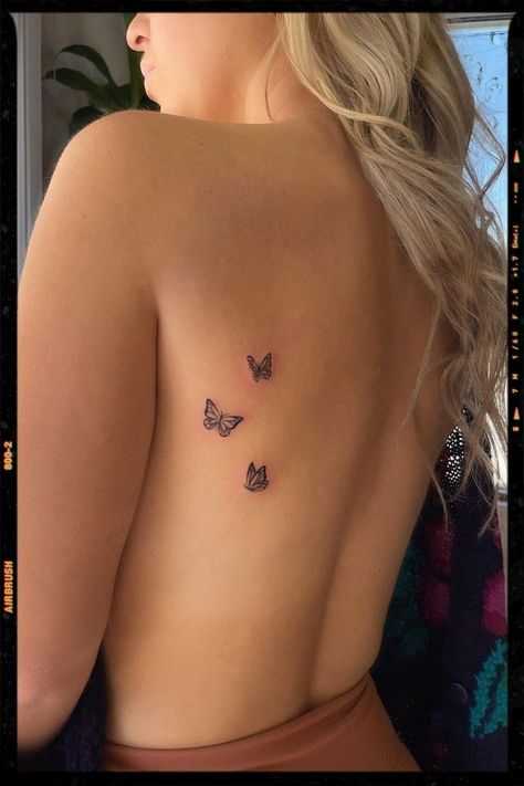 Womens Quote Tattoos, Easy To Hide Tattoo Placement, Cute And Simple Tattoos, Simple Back Tattoo Women, Butterfly Memorial Tattoo, Matchy Tattoos, Small Tattoo Arm, Tattoos On Shoulder, Secret Tattoo