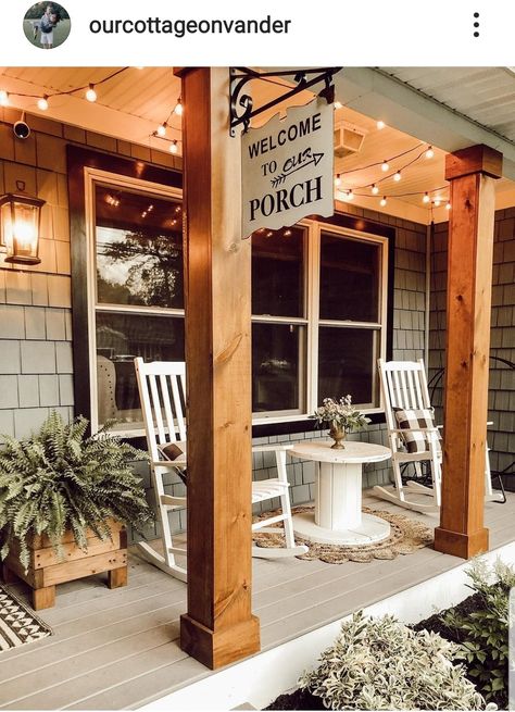 June Decor, Rustic Front Porch, Porch Life, House Front Porch, Porch Remodel, Porch Sitting, Happy Sunday Friends, Sunday Friends, Front Porch Design