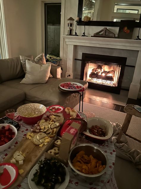 cute valentires foods with fireplace and friends Dates Inside The House, Cosy Living Room, Date Night, Gingerbread, The House, Dates, Ginger, Vision Board, Fireplace