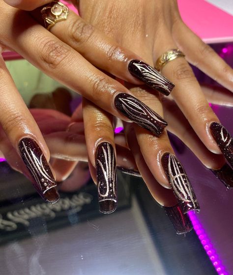 Gold Acrylic Nails, Junk Nails, Candy Paint, Curved Nails, Long Acrylic Nail Designs, Striped Nails, Nails Only, Unique Acrylic Nails, Pink Acrylic Nails