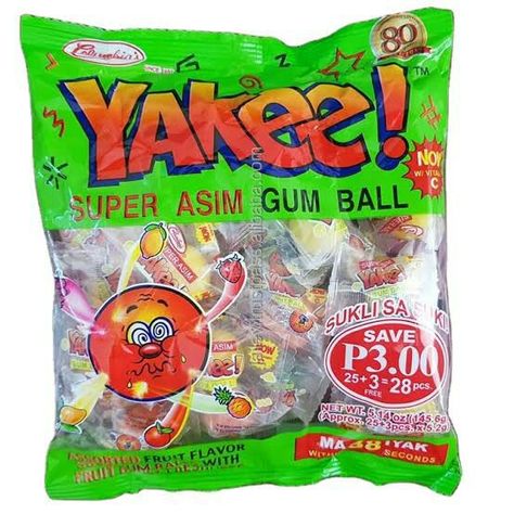 Yakee! Super Asim Gum Ball ₱3 I pc Pinoy childhood candy Filipino Candy, Childhood Candy, Sticker Design Inspiration, Funny Words To Say, Sleepover Food, Old Advertisements, Funny Words, Fruit Flavored, Food Obsession