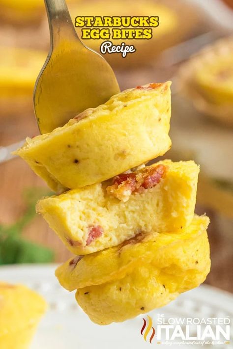 Starbucks Egg Bites Recipe (Copycat) - The Slow Roasted Italian Copycat Egg Bites Starbucks, Starbucks Egg Bites Recipe, Recipe Copycat, Slow Roasted Italian, Cinnamon Dolce Latte, Starbucks Egg Bites, Egg Bites Recipe, The Slow Roasted Italian, Cheese Quiche