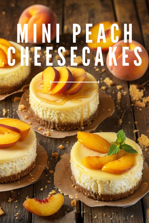 Indulge in these Mini Peach Cheesecakes! 🍑✨ Ingredients for the Crust: 1 cup graham cracker crumbs 2 tablespoons granulated sugar 4 tablespoons unsalted butter, melted Instructions: Preheat your oven to 325°F (160°C). Combine graham cracker crumbs, sugar, and melted butter. Press the mixture into muffin liners in a muffin tin to form the crust. Bake for about 10 minutes until golden. Let cool, then fill with your favorite cheesecake mixture and top with sliced peaches. Enjoy ❤️😋 Cheesecake Mixture, Mediterranean Desserts, Peach Cheesecake, Sliced Peaches, Muffin Liners, Muffin Tin, Graham Cracker Crumbs, Graham Cracker, Graham Crackers