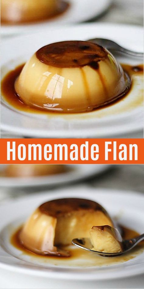 Dessert With Caramel, Best Flan Recipe, Flan Recipe Easy, Flan Recipe, Egg Custard, Custard Recipes, Creme Caramel, Easy No Bake Desserts, Caramel Recipes