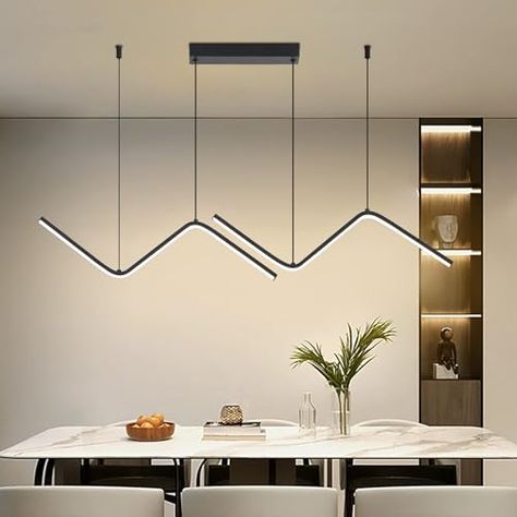 Matven LED Modern Linear Pendant Lights, Dimmable LED Hanging Chandelier Fit Dining Room Kitchen Island, 3000K-6000K with Remote Contro Bright Light Fixture (Black, 47.2IN) Chandeliers For Dining Room, Wall Office, Kitchen Pendant, Linear Pendant Light, Black Light Fixture, Hanging Chandelier, Ceiling Fan In Kitchen, Kitchen Pendant Lighting, Kitchen Pendants