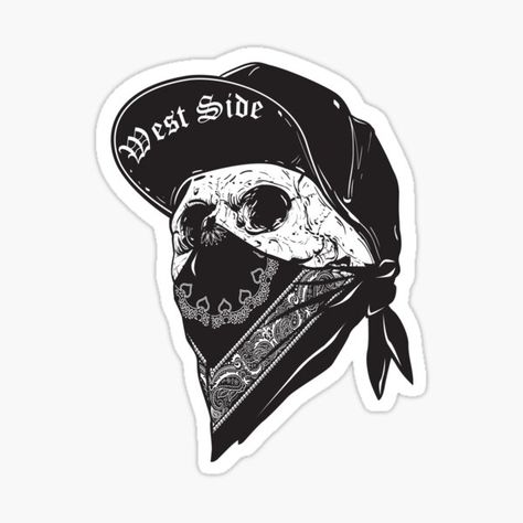 West Side Tattoo, Skull Bandana, Aphmau Fan Art, Art Album, West Side, Black And Grey Tattoos, Decorate Laptops, Kiss Cut, Vinyl Decal Stickers