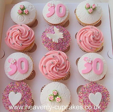 Pretty & Pink 30th Birthday Cupcakes | Heavenly Cupcakes | Flickr Pretty Cupcakes Designs, Pink 30th Birthday, 30th Birthday Cake For Women, Birthday Present Cake, Birthday Cupcakes For Women, 30th Birthday Cupcakes, 40th Birthday Cupcakes, Birthday Cake For Women Simple, 21st Birthday Cupcakes