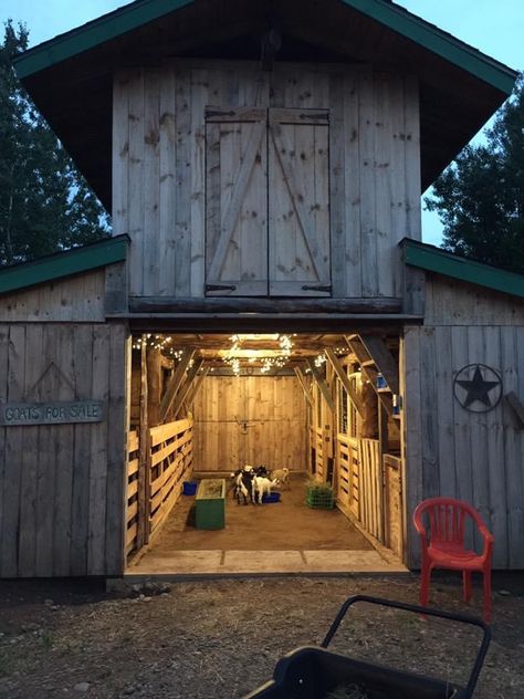 Goat Stable Ideas, Barn Attached To House, Farm Building Ideas, Stable Layouts, Small Goat Barn Ideas, Barn For Animals, Small Livestock Barn, Small Stable, Animal Barn Ideas