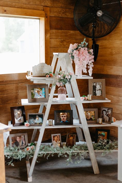 Remembrance Ladder Wedding, Memorial Ladder Wedding, Memory Ladder Wedding, Wedding Ladder Decor, Ladder Decor Wedding, Furniture Recycle, Ladder Wedding, Ladder Display, Wedding Remembrance