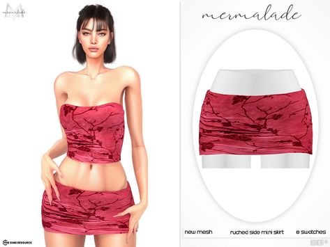 The Sims Resource - Ruched Side Mini Skirt MC566 Sims 4 Cc Clothes Mini Skirt, Sims 4 Mini Dress Cc, Sims 4 Skirts Cc, Sims 4 Mini Skirt Cc, Sims 4 Cc Mini Skirt, Sims 4 Mini Skirt, Sims4 Clothing, Barbie Rosa, Carolina Dress