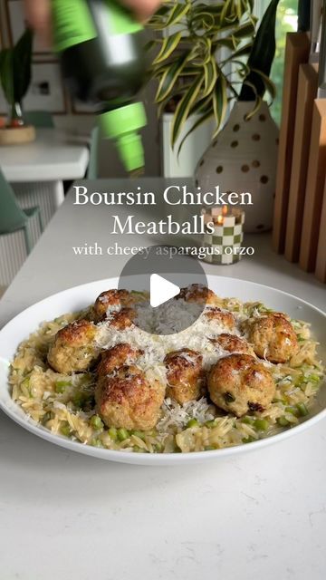 MacKenzie Smith on Instagram: "Boursin Cheese 🤝 Chicken Meatballs   These two go togother like soulmates! Plus, the cheesy asparagus orzo is so easy and delish - making it the perfect easy dinner for busy nights.   Comment “Meatball Mama” to get the full recipe sent straight to your inbox or DMs!  INGREDIENTS FOR THE MEATBALLS ⭐️ 1 lb Ground Chicken ⭐️ 1 large Egg ⭐️ 1 5.3oz Boursin Cheese Round ⭐️ 1 lemon, zested ⭐️ ½ cup Italian Breadcrumbs ⭐️ ½ teaspoon Kosher salt ⭐️ 1 teaspoon Italian seasoning ⭐️ 2 tablespoon Olive Oil  Snag the directions and the rest of the recipe through the link on my bio page or through this address: - https://grilledcheesesocial.com/2024/09/06/boursin-chicken-meatballs-asparagus-orzo/" Boursin Cheese Chicken Meatballs, Boursin Chicken Meatballs, Boursin Meatballs, Boursin Chicken Recipes, Chicken Meatballs And Orzo, Boursin Cheese Chicken, Breadcrumbs Chicken, Dinner For Busy Nights, Asparagus Orzo