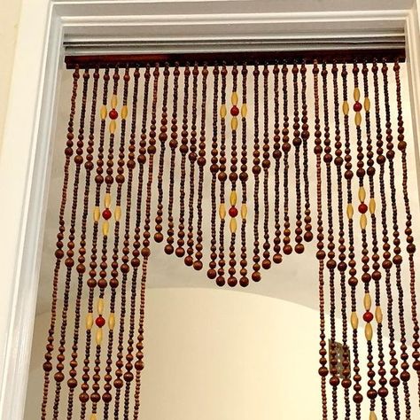 Vintage Beaded Curtain, Door Frame Beads, 60s Boho Decor, 70s Beaded Curtain, Bead Curtain Doorway, Beaded Doorway Curtain, Beaded Doorway, Wood Bead Curtain, Wooden Bead Curtain